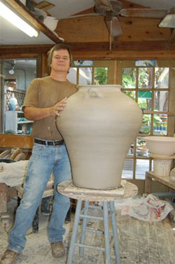 Dwayne King at work on one of his many sculptures.